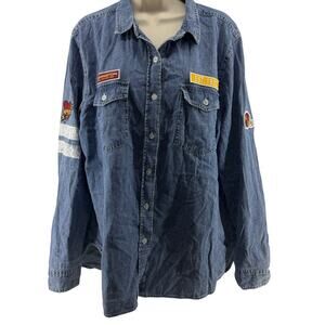 WEAR by Erin Andrews Denim Washington Commanders Patches Long Sleeve Shirt XXL